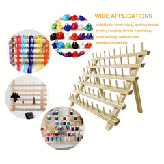 60 Spool Wooden Thread Holder Sewing Embroidery Rack Organizer