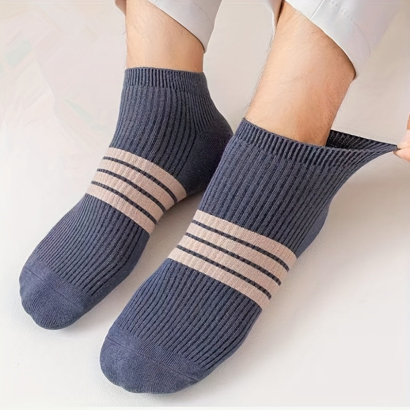 5 Pairs Kids Teenagers Three Stripes Athletic Cotton Boat Socks