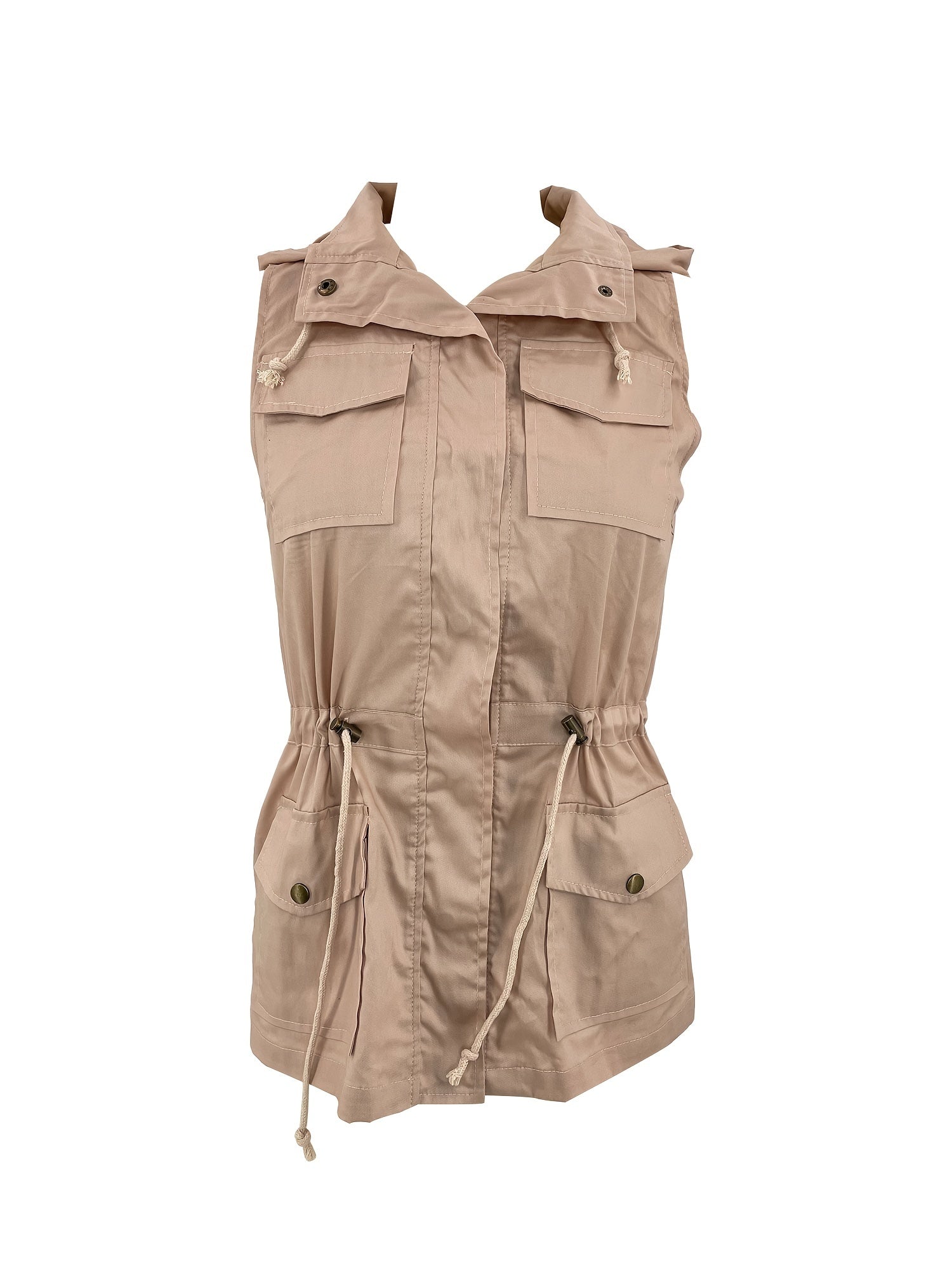 Women's Sleeveless Drawstring Hooded Jacket