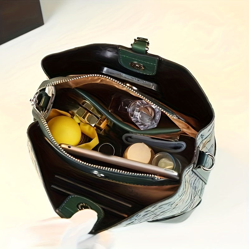 Vintage Floral Embroidery Coffee Bucket Bag for Women