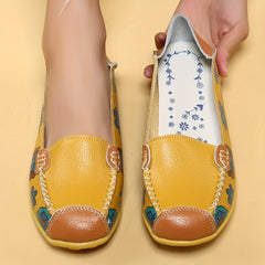 Women's Yellow Flower Pattern Flat Casual Shoes Lightweight