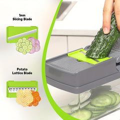 16in1 Vegetable Chopper Fruit Slicer Manual Food Grater Cutter Container