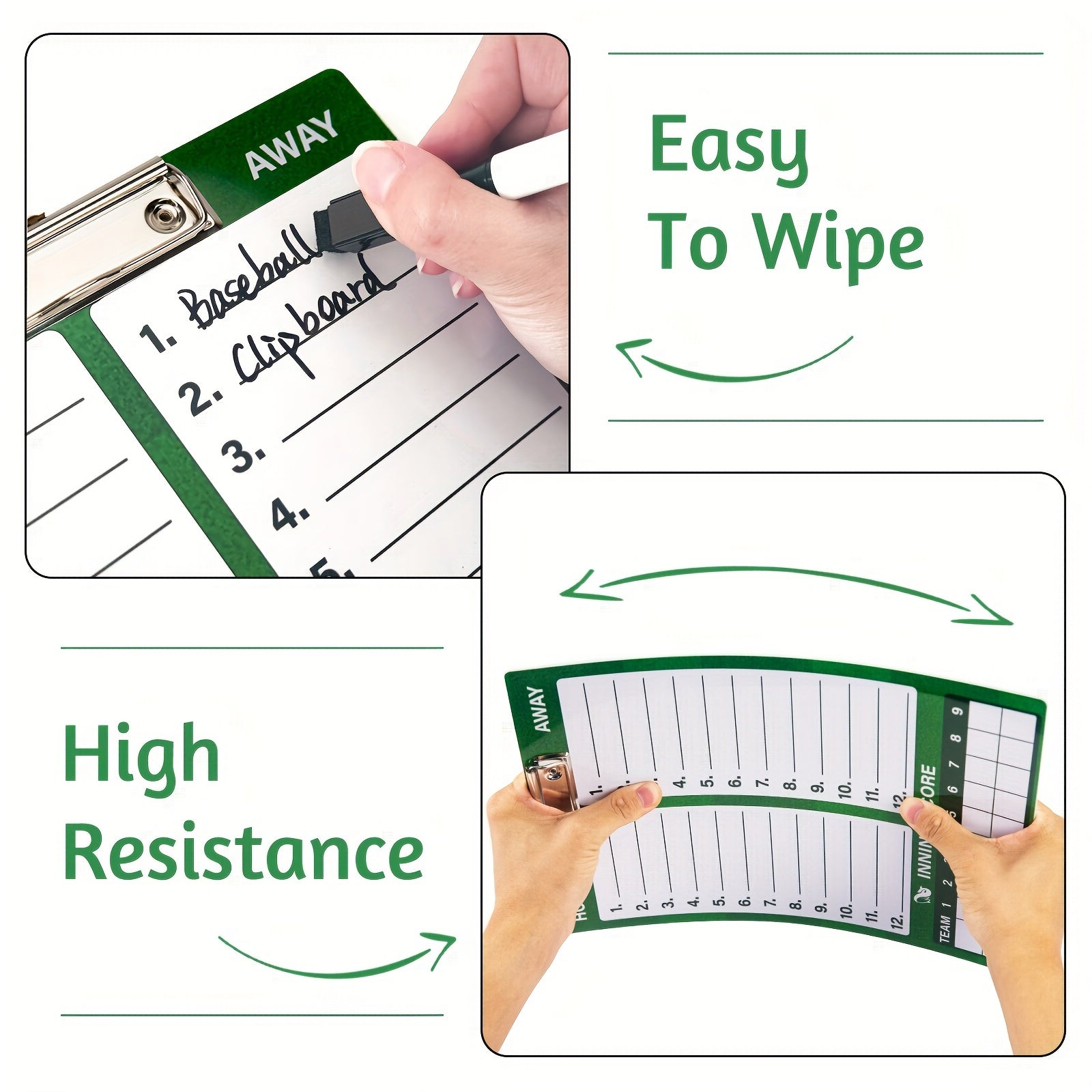 Dry Erase Coaches Clipboard with Baseball Coach Board & Marker