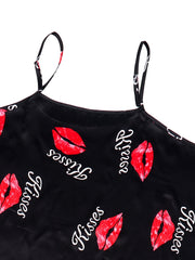 Lip Print Satin Cami PJ Top
