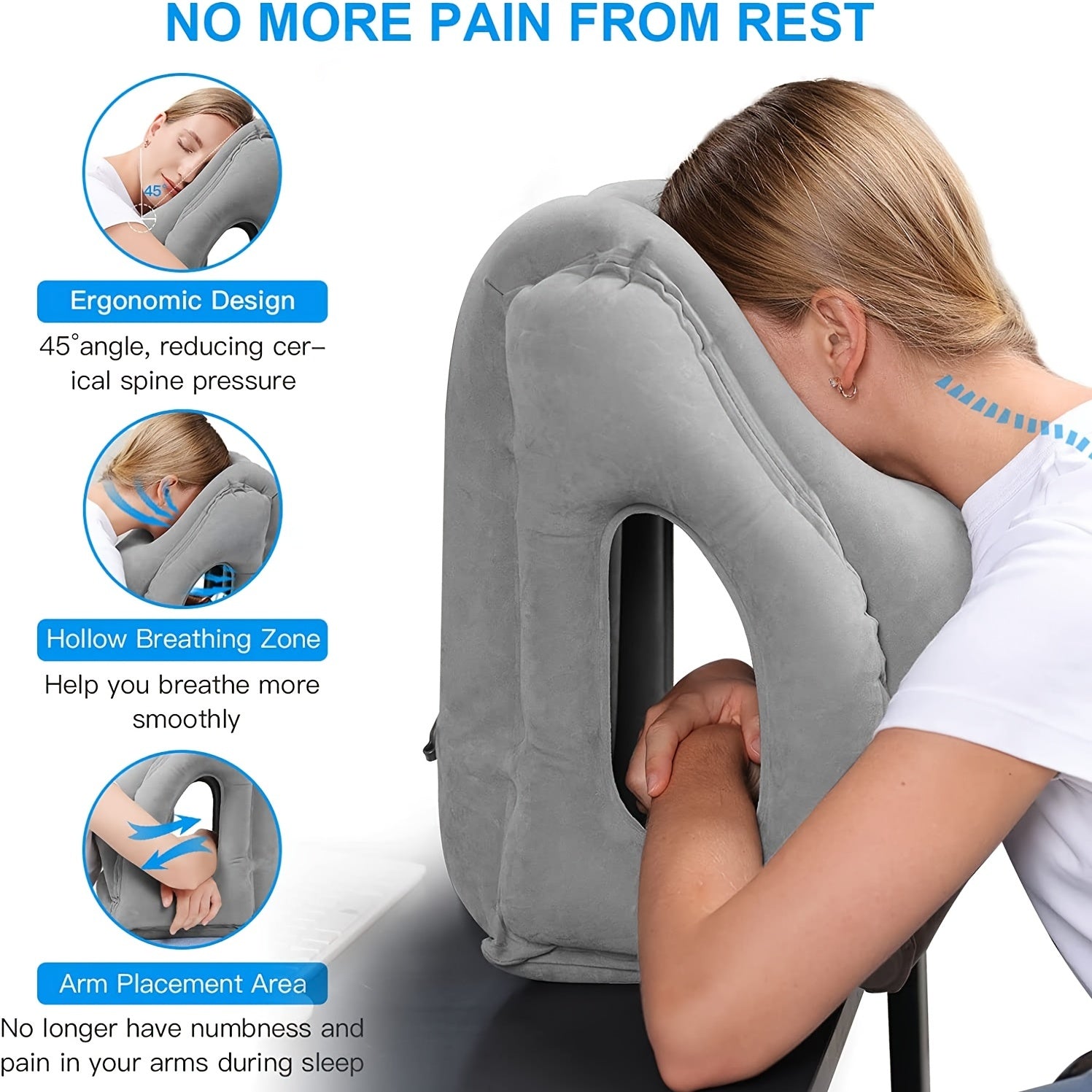 Inflatable Travel Pillow for Comfortable Head and Neck Rest