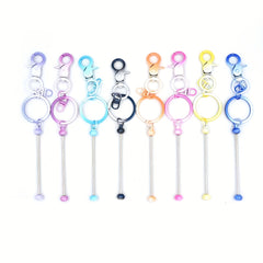 8pcs Gradient Metal DIY Bead Keychains Keyring Bag Car Key Pendant