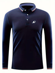 Ball Print Men's Long Sleeve Golf Tennis Shirt Top
