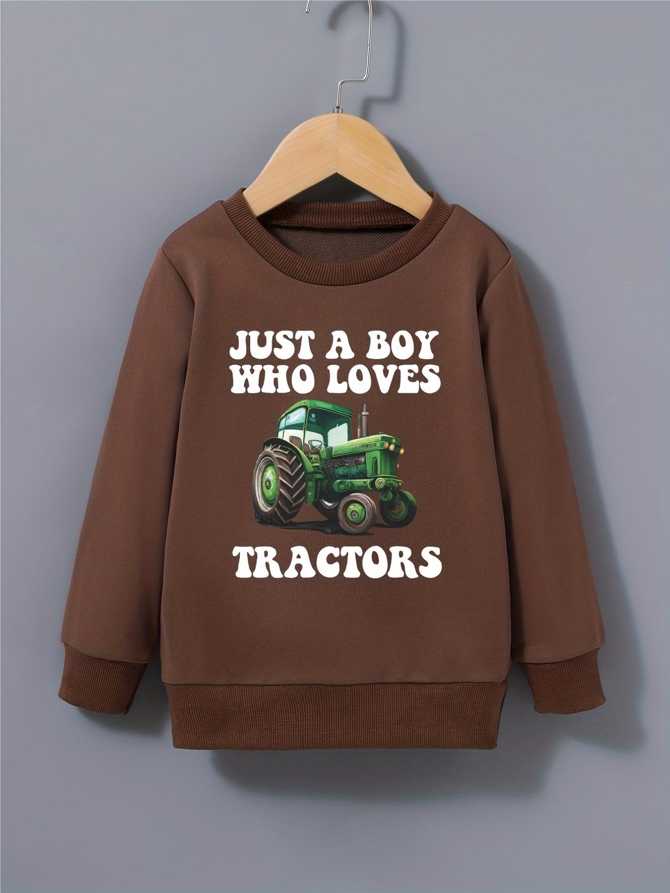 Boys Tractor Print Sweatshirt Round Neck Pullover