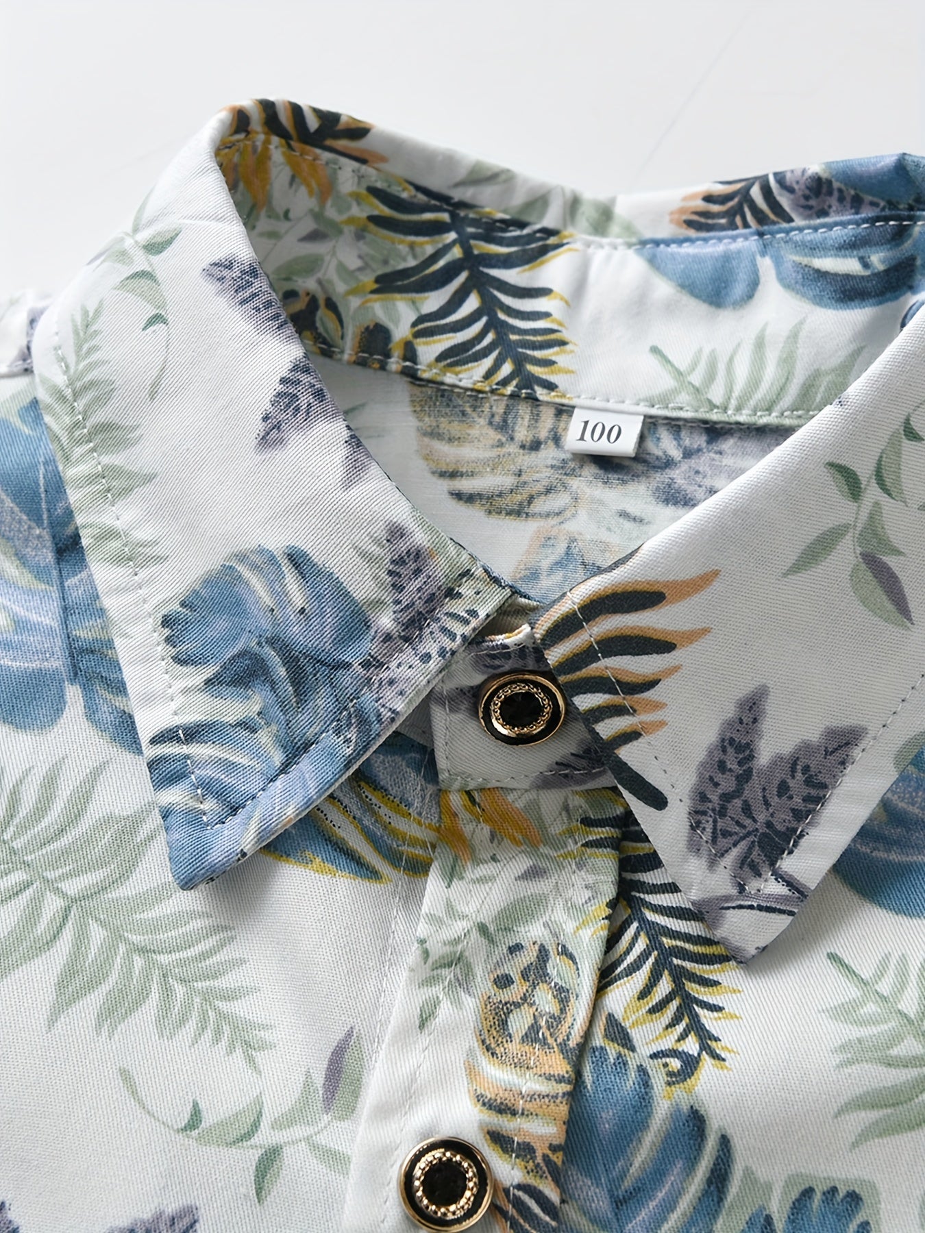 Boys Leaf Print Short Sleeves Casual Shirt For Vacation Beach