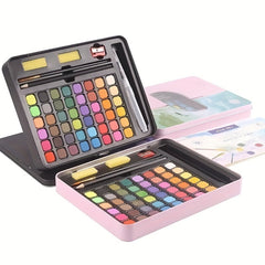 48 Colors Watercolor Paint Set in Pink Iron Box for Adults Beginners Kids