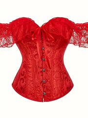 Lace Stitching Corset Bustier Tummy Control Jacquard Body Shaper