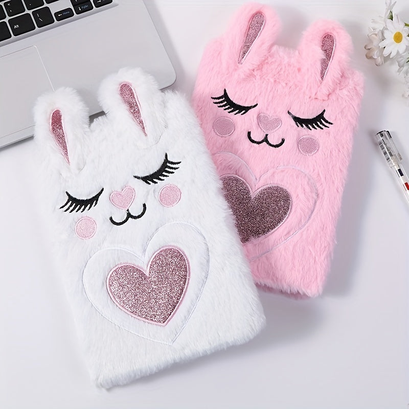 A5 Girl Embroidered Cartoon Plush Notebook Student Journal 160 Pages