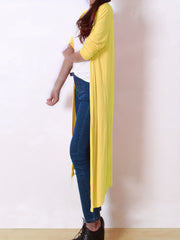 Solid Long Sleeve Open Front Maxi Cardigan