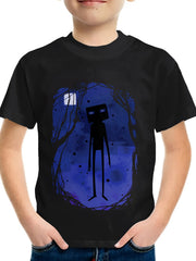 Purple Cartoon Pattern T-shirt For Kids Short Sleeve Top Casual Tee