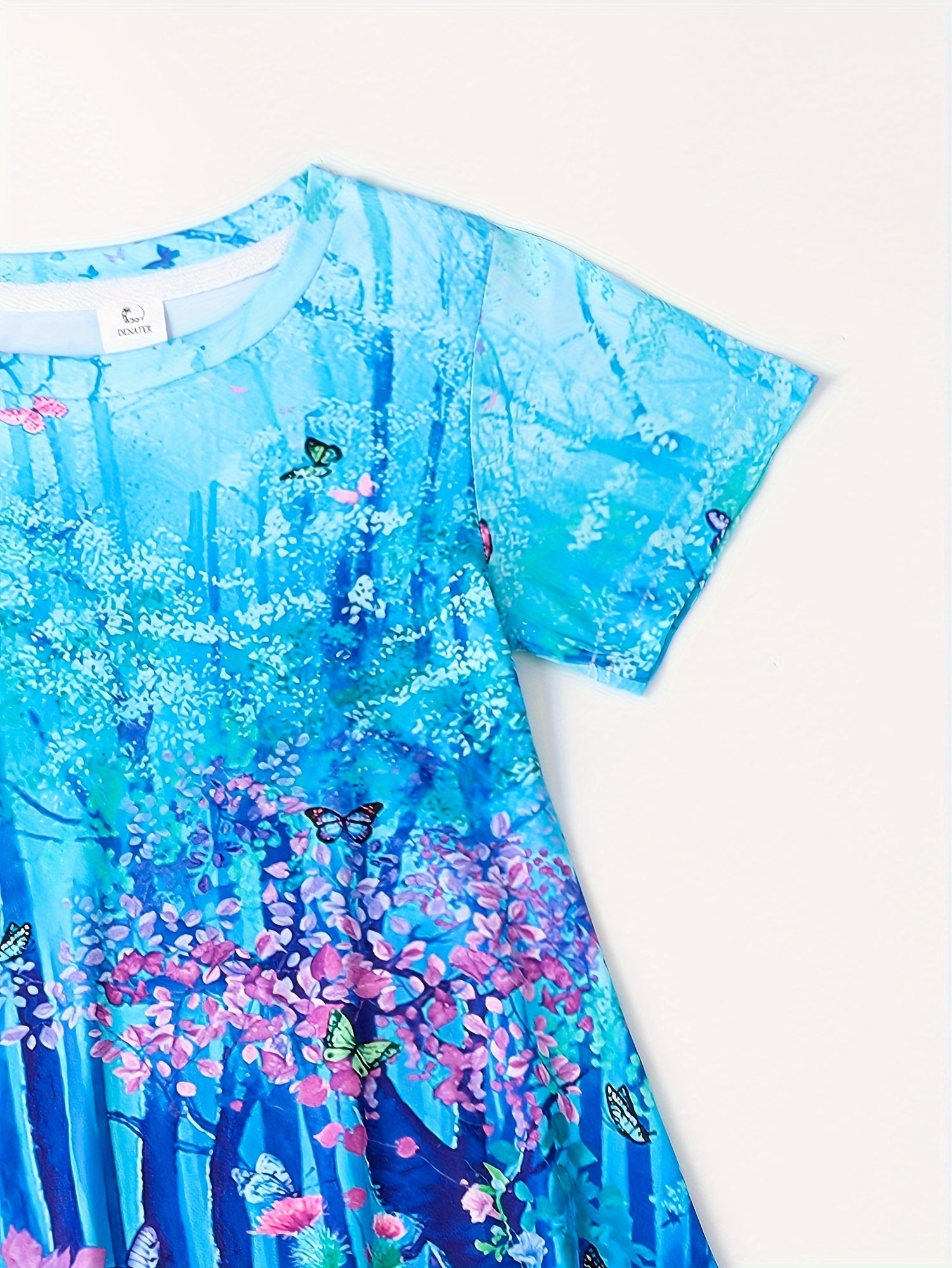 3D Forest Print Short Sleeve Dress Girls Comfy Dresses Summer Clothes