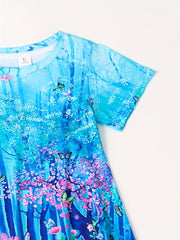 3D Forest Print Short Sleeve Dress Girls Comfy Dresses Summer Clothes