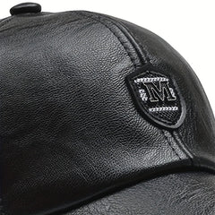 Men's British PU Leather Baseball Cap Adjustable Breathable Hat