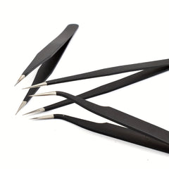 2pcs Precision Stainless Steel Tweezers for Eyelash Extension Nail Sticker Gems