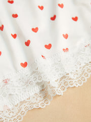 Heart Print Bra & Panties Set Women's Lingerie