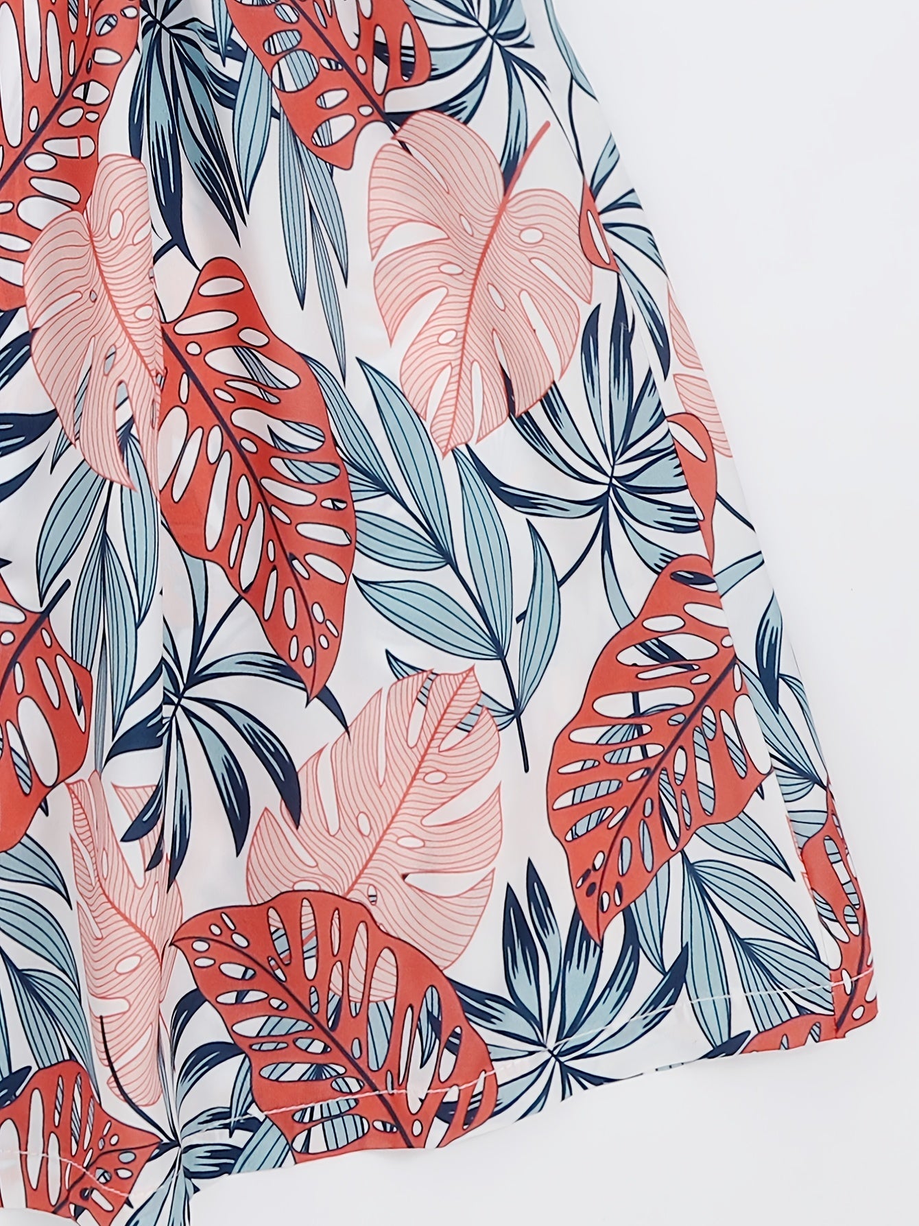 Girls Tropical Leaves V-neck Cami Dress for Party Holiday