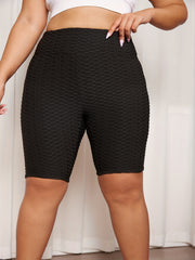 Textured High Waist Biker Shorts