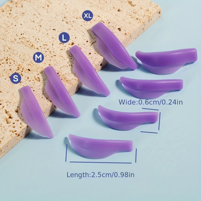 8Pcs Silicone Eyelash Perming Curler Lash Lift Rods Beauty Tool Purple & Green