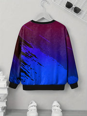 Teens 3D Print Block Sweatshirt Kids Loose Sports Casual Pullover