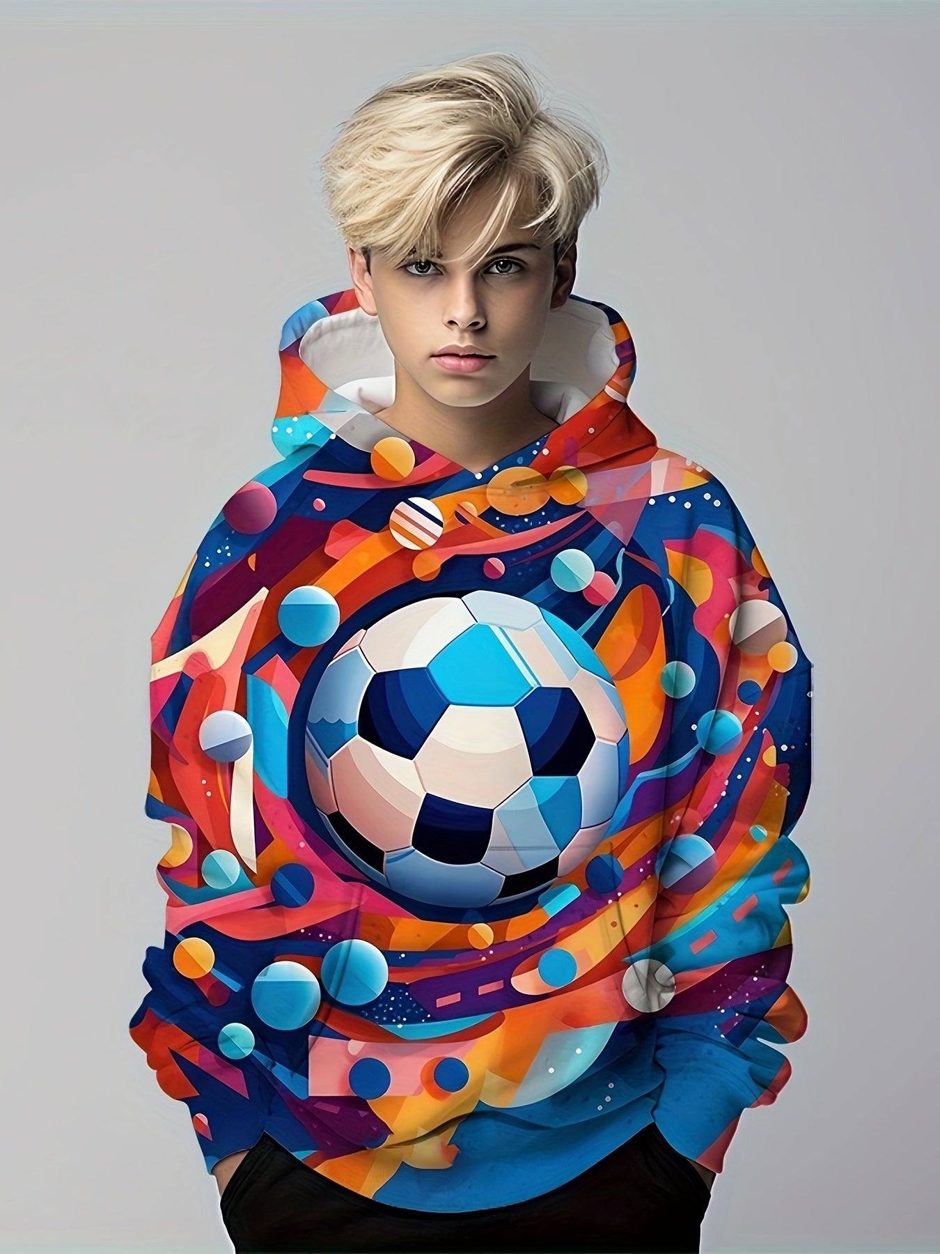 Kids Flying Football 3D Print Hoodie Dinosaur Tyrannosaurus Street Wear