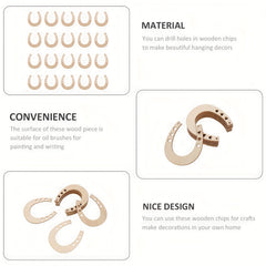 12pcs Wooden Horseshoe Rustic Cutout Pieces Decorations Cowboy DIY Crafts