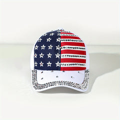Rhinestone Flag Print Baseball Cap Hip Hop Dad Hat