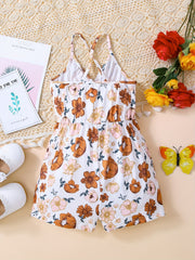 Toddler Girls Flowers Cami Rompers Jumpsuits