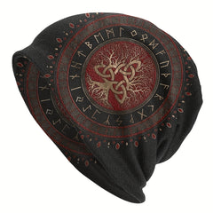 Viking Style Thin Beanie Hats Vegvisir Tree Of Life Pattern Ski Cap