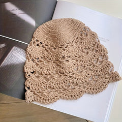Hollow Out Crochet Beanie Breathable Cloche Hats Lightweight Thin Fisherman Cap