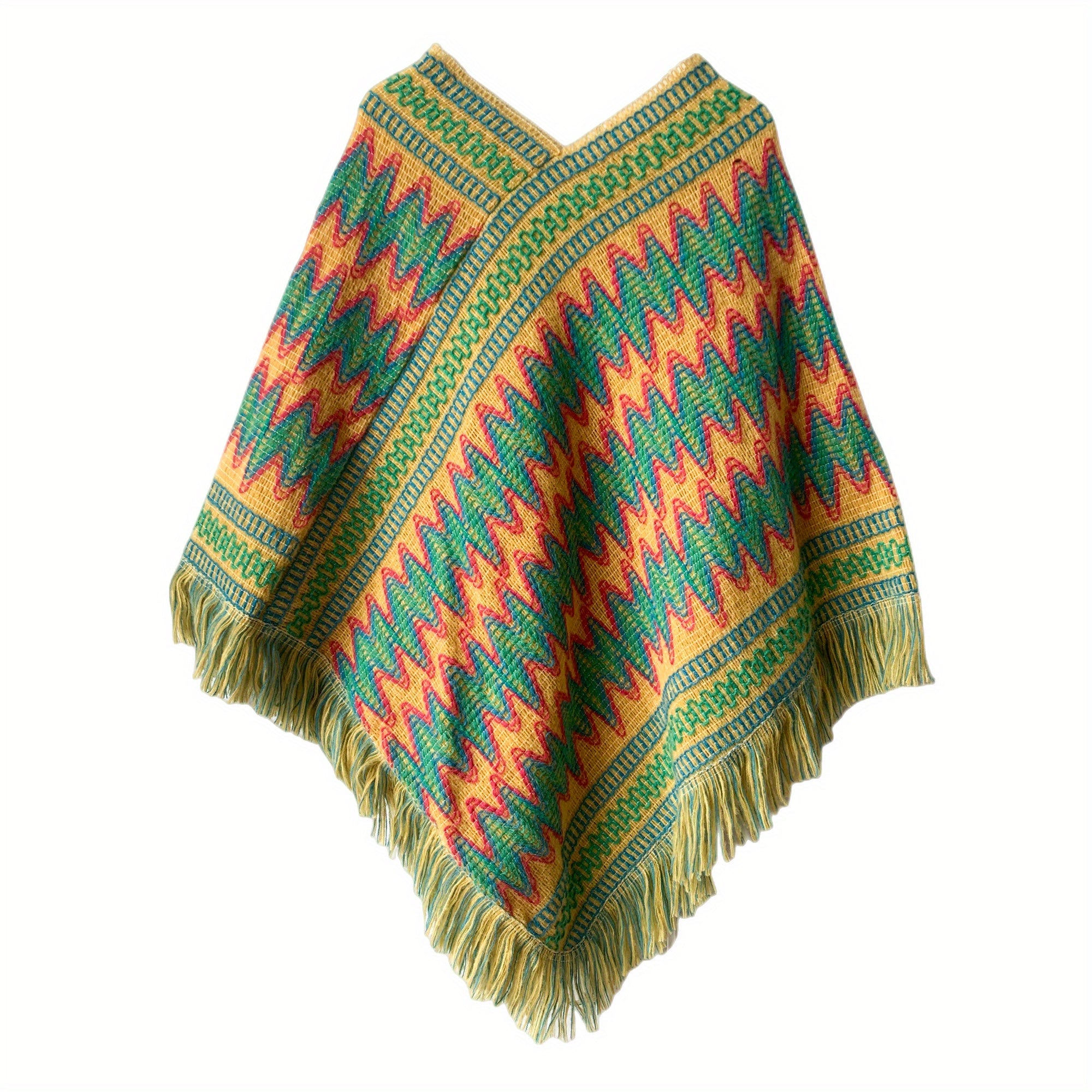 Boho Striped Shawl Contrast Fringed Blanket National Style Travel Shawl