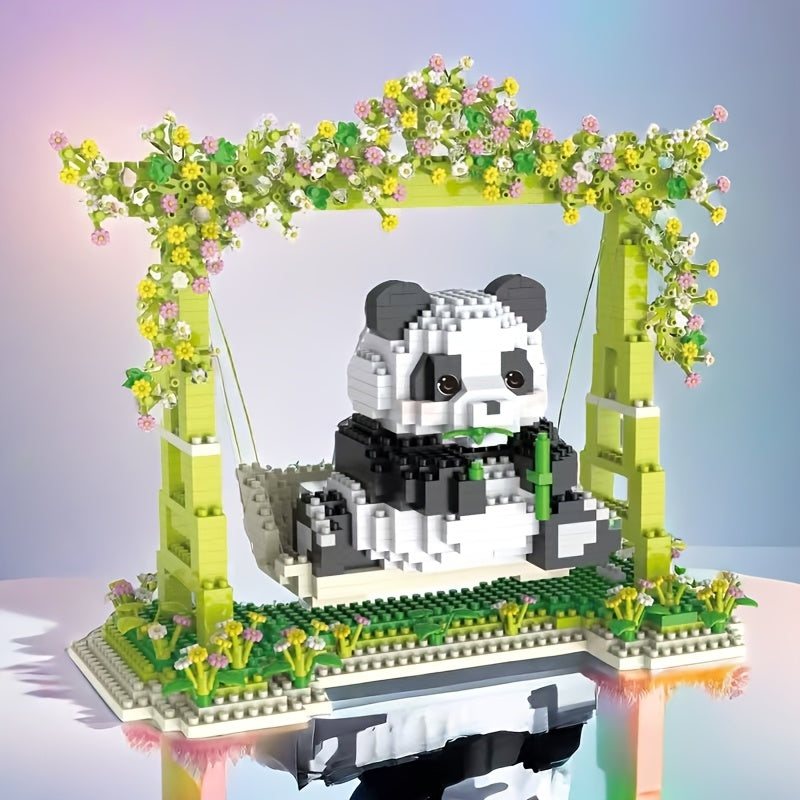 1008pcs Panda Swing Building Blocks Animal & Plant Themed Movie Inspired Decor