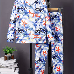 Graffiti Pattern Boy's 2pcs Hoodie & Sweatpants Set Tie Dye Casual Outfits