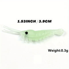 50pcs Luminous Shrimp Baits Night Fishing Soft Lure Ice Fishing Tackle