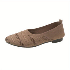 Women's Breathable Knit Flat Shoes Casual Pointed Toe Lightweight Solid Shoes