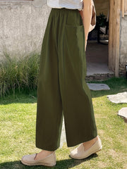 Solid Pocket Straight Leg Pants for Women