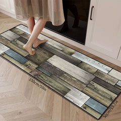 Quick Dry Anti Fatigue Shaggy Wood Print Area Rug, Non Slip Machine Washable