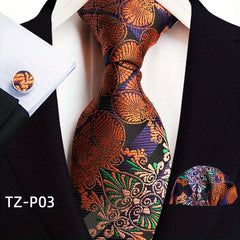 Men's Tie Pocket Square & Cufflinks Set