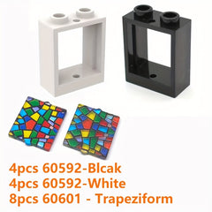 16pcs Vintage Geometric Pattern Building Blocks Windows Set