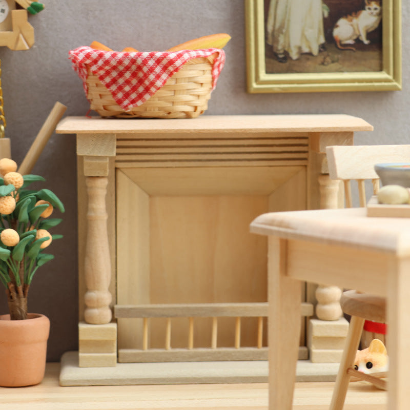 1:12 Scale Mini Wooden Fireplace Model DIY Dollhouse Furniture Decor