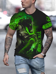 3D Horse Print Tee Men's Street Style Stretch Round Neck T-shirt