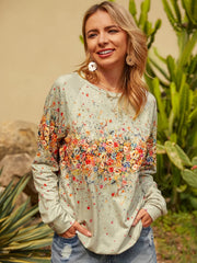 Floral Print Long Sleeve Sweatshirt
