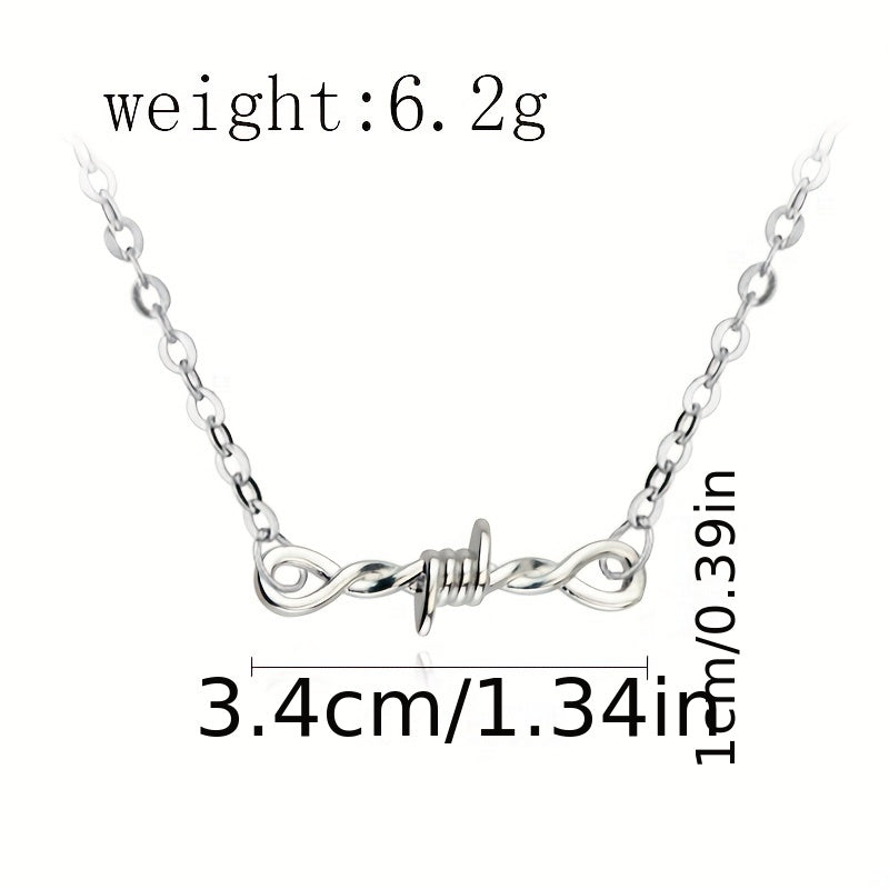 Girl's Silver Barbed Wire Necklace Stainless Steel
