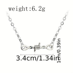 Girl's Silver Barbed Wire Necklace Stainless Steel