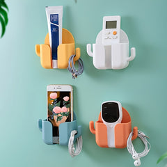 Phone Charging Stand Holder with Hooks Remote Control Storage