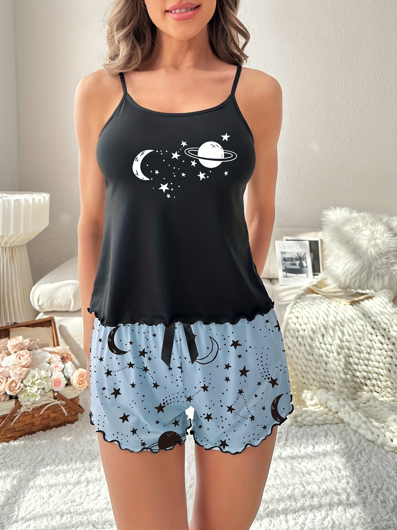 Starry Print Pajama Set for Women