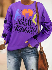 Halloween Graphic Print Sweatshirt Casual Crew Neck Long Sleeve Sweatshirt